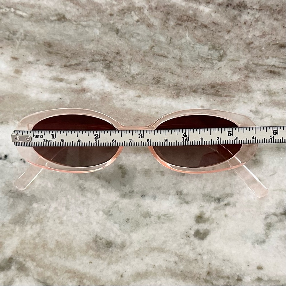 Pink Clear Oval Retro Style Sunglasses- Beach Vacation Vintage Inspired - Picture 12 of 16
